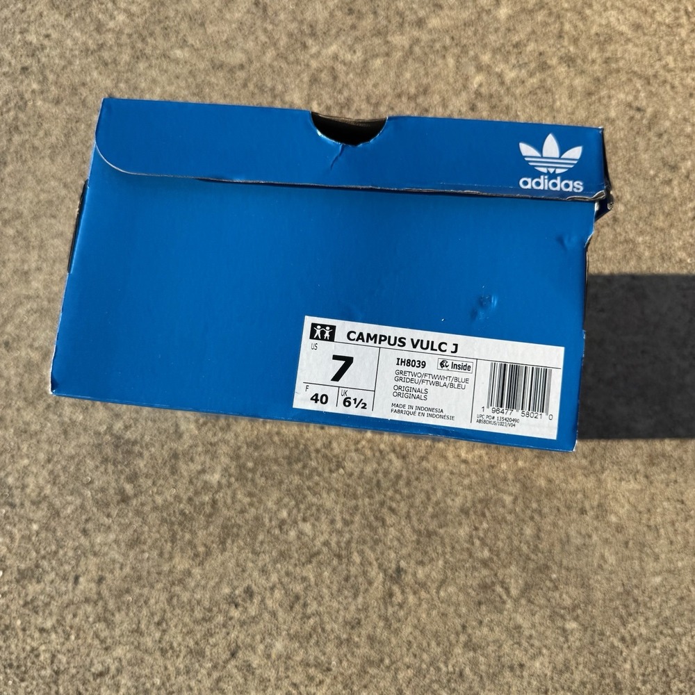 Adidas Campus VULC J Grey/white/blue SIZE 6 Youth / 7 Women IH8039 - Picture 7 of 7